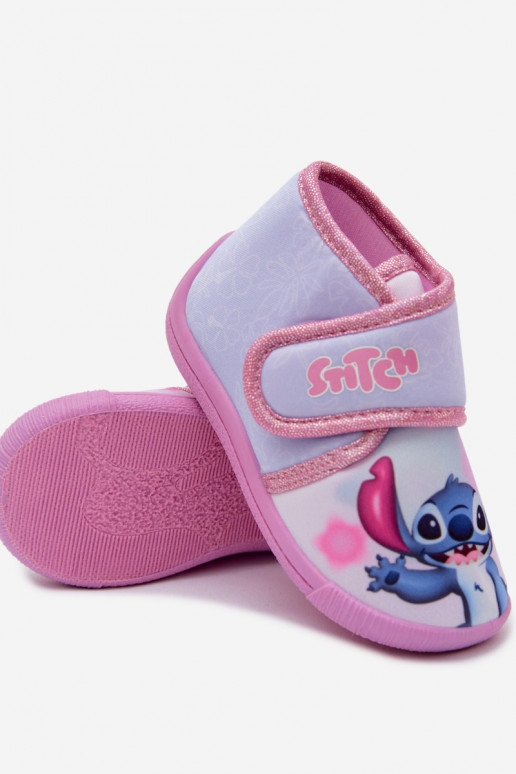 Vaikiškos šlepetės su lipniais užsegimais STITCH rožinės spalvos