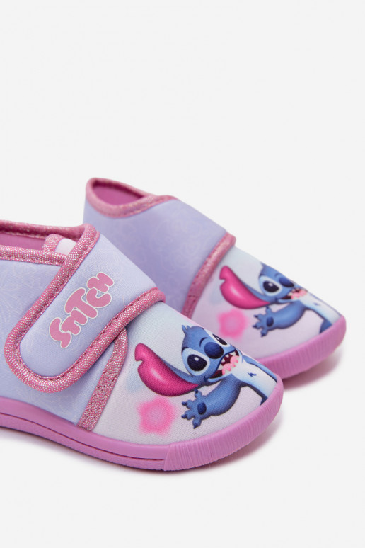 Vaikiškos šlepetės su lipniais užsegimais STITCH rožinės spalvos