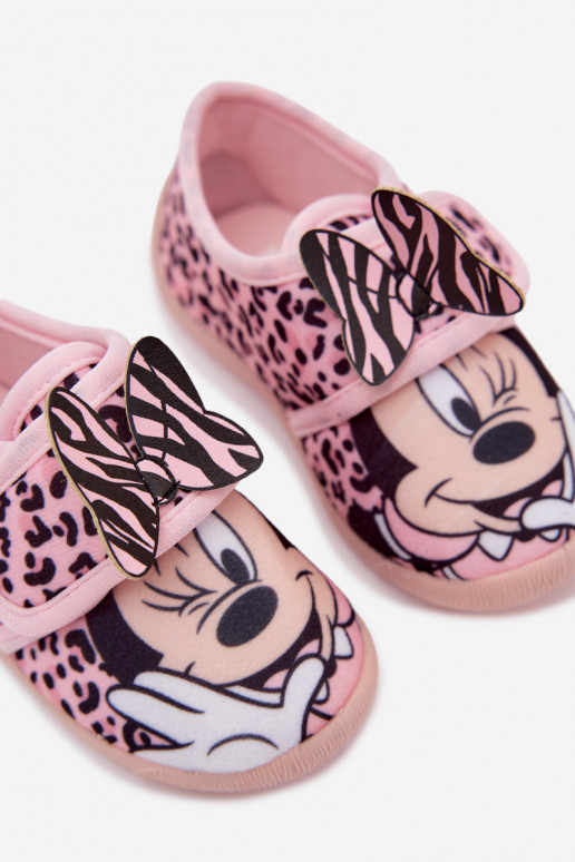 Vaikiškos šlepetės su lipniais užsegimais MINNIE MOUSE rožinės spalvos