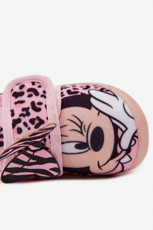 Vaikiškos šlepetės su lipniais užsegimais MINNIE MOUSE rožinės spalvos
