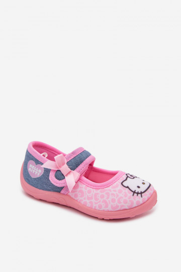 Vaikiškos šlepetės su lipniais užsegimais HELLO KITTY rožinės spalvos