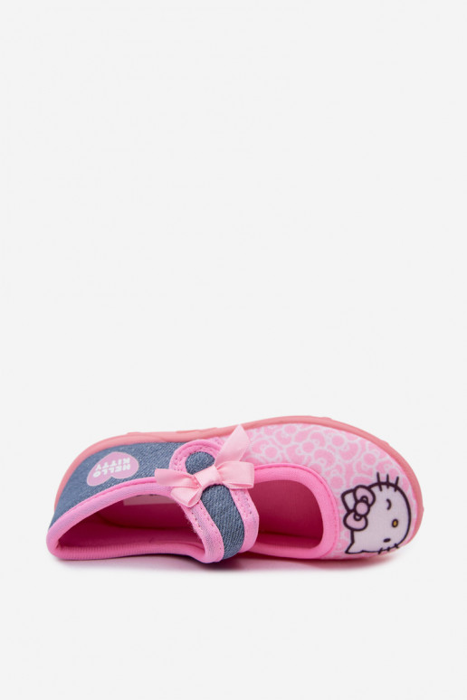 Vaikiškos šlepetės su lipniais užsegimais HELLO KITTY rožinės spalvos