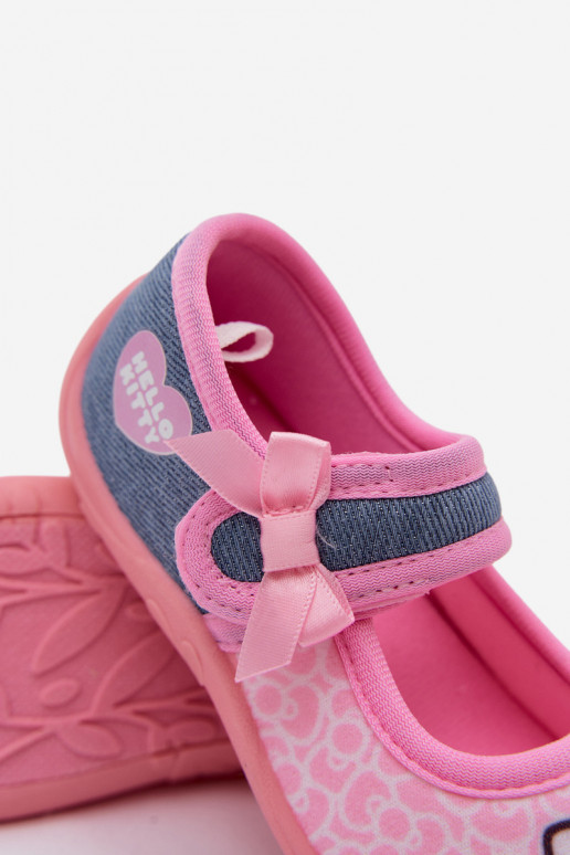 Vaikiškos šlepetės su lipniais užsegimais HELLO KITTY rožinės spalvos