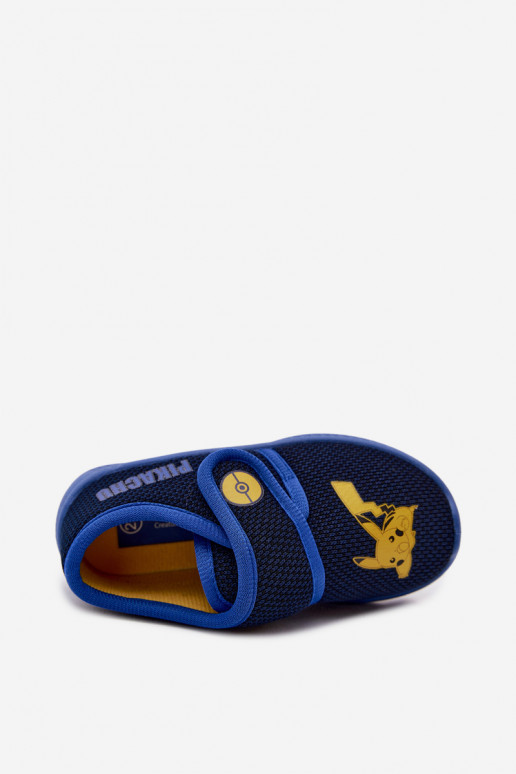 Šlepetės berniukams su lipniais užsegimais Pikachu tamsiai mėlynos spalvos