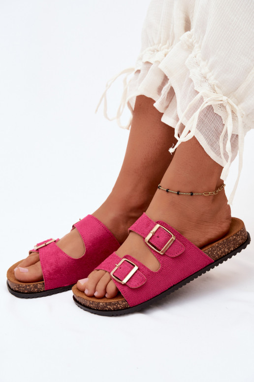 Moteriškos rožinės spalvos šlepetės su sagtimis Brigid