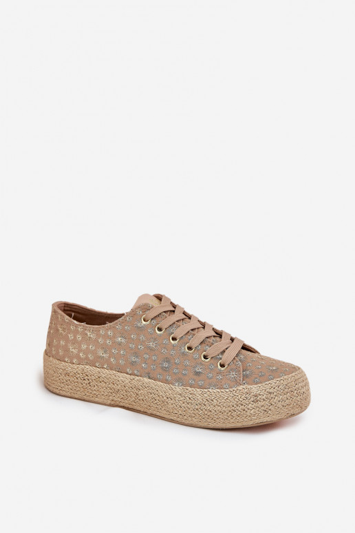raštuoti laisvalaikio bateliai su platforma chaki spalvos Lee Cooper LCIN-25-08-3646L