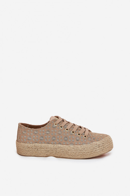 raštuoti laisvalaikio bateliai su platforma chaki spalvos Lee Cooper LCIN-25-08-3646L