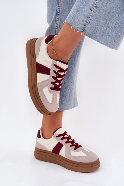 Moteriški sneakers batai su platforma bordo spalvos Dovina