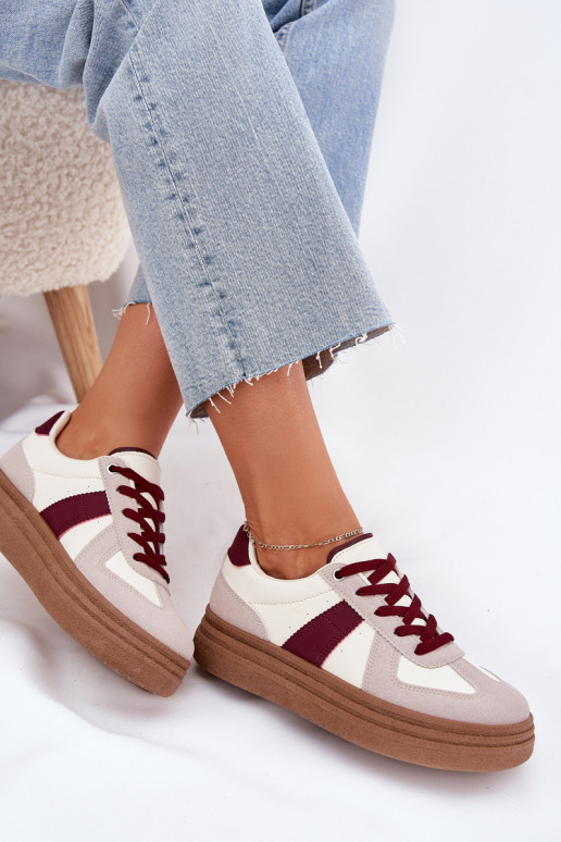 Moteriški sneakers batai su platforma bordo spalvos Dovina