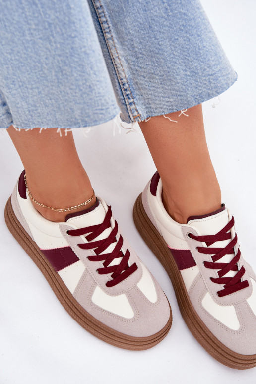 Moteriški sneakers batai su platforma bordo spalvos Dovina