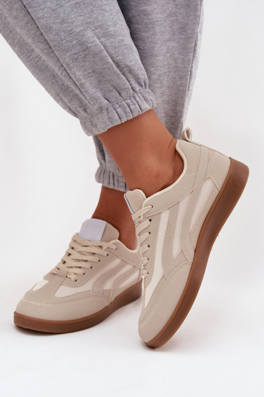 Smėlio spalvos moteriški sneakers modelio batai Hanelor