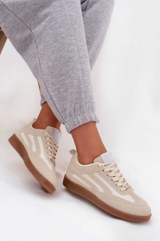 Smėlio spalvos moteriški sneakers modelio batai Hanelor