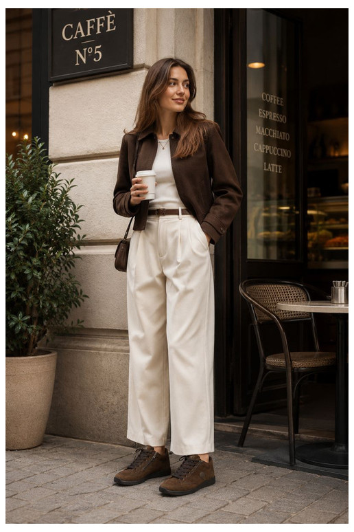 Batai moteriški iš dirbtinės zomšos šokolado spalvos Brindle