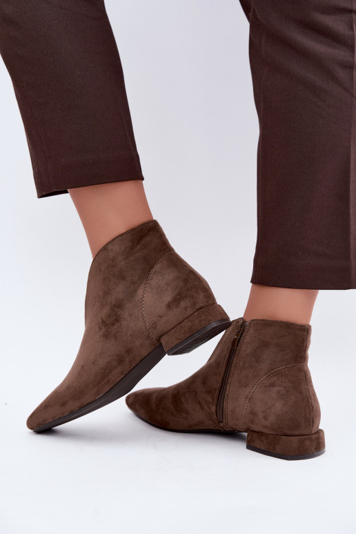 Chaki spalvos žemi aulinukai Cut Out su plačiais kulnais Canella