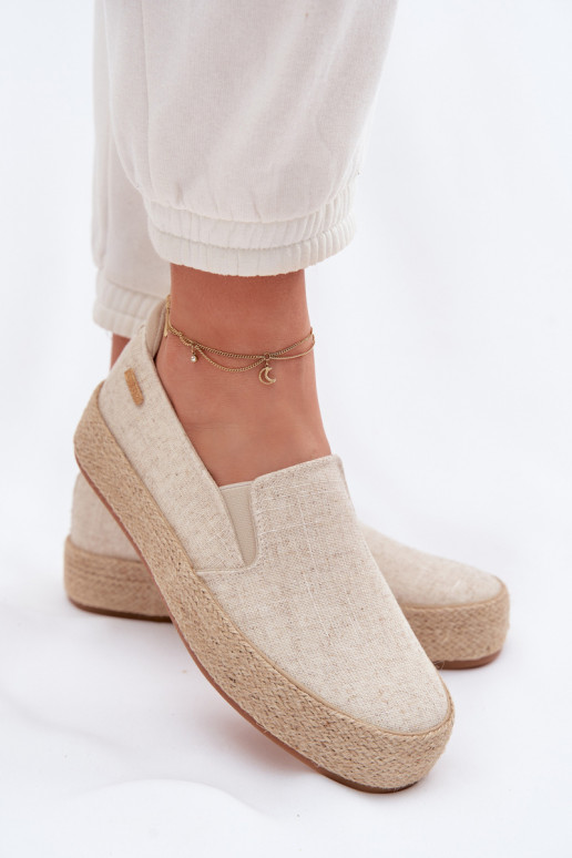 Smėlio spalvos espadrilės su platforma Big Star TT274089