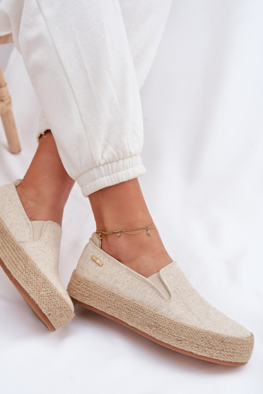 Smėlio spalvos espadrilės su platforma Big Star TT274089