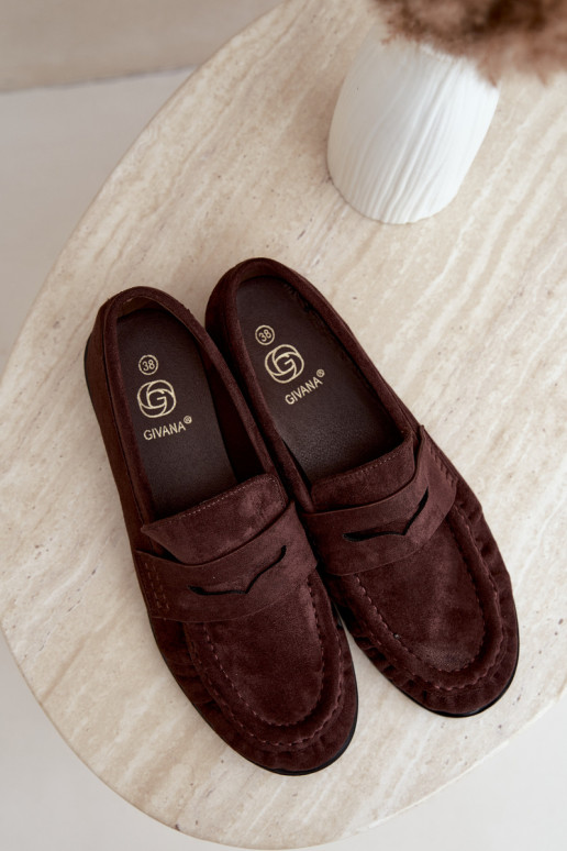 moteriški mokasinai su raukiniais rudos spalvos Cayen