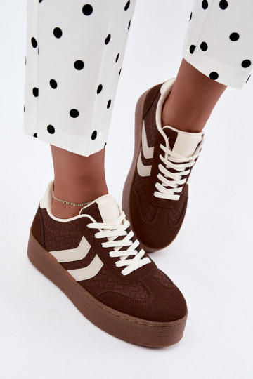 Rudos spalvos sportbačiai su platforma ir juostelėmis Kaya 2