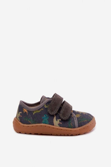 Vaikiškos šlepetės Barefoot su dinozaurais Froddo Canvas G1700440-31 pilkos spalvos 2