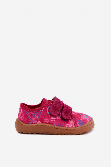 Vaikiškos šlepetės Barefoot su širdelėmis Froddo Canvas G1700440-24 rožinės spalvos 2