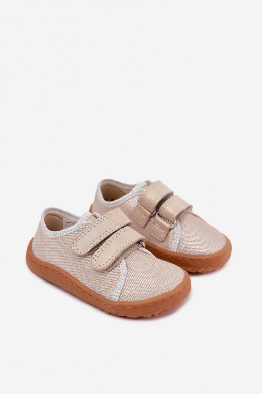 Vaikiškos šlepetės Barefoot Froddo Canvas G1700440-1 auksinės spalvos