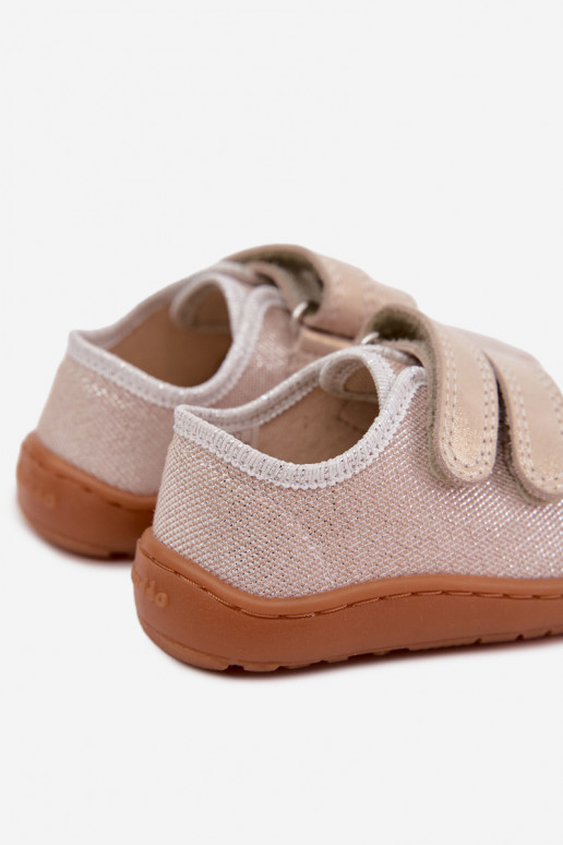Vaikiškos šlepetės Barefoot Froddo Canvas G1700440-1 auksinės spalvos