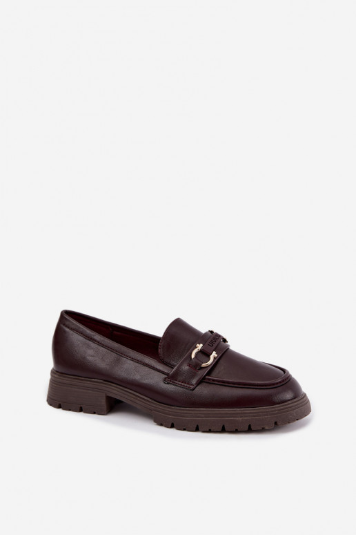 Moteriški mokasinai su puošniomis detalėmis bordo spalvos Brika