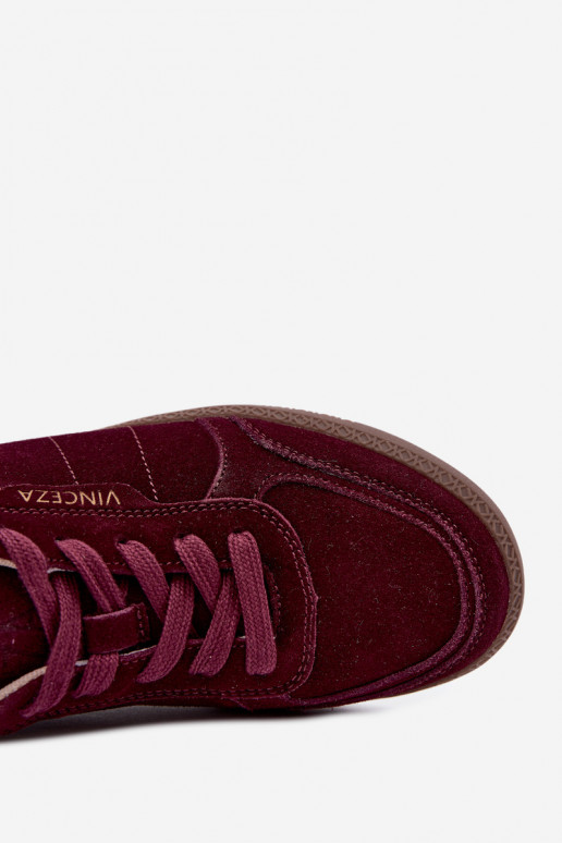 Iš zomšos sportbačiai moteriški Vinceza 79635 bordo spalvos