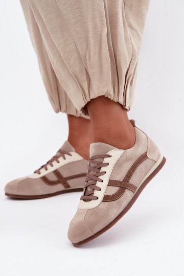 Oda iš zomšos Sneakers modelio batai Moteriškas Zazoo N1402S2 smėlio spalvos 2