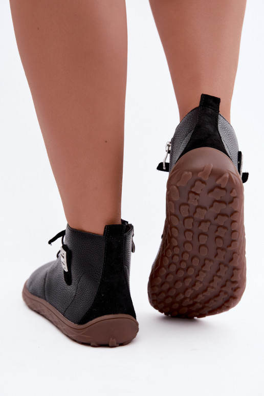 Odiniai moteriški batai Barefoot, juodos spalvos Sireya