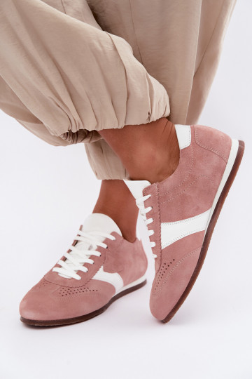 Sneakers modelio bataisuĮjungtaturalnego iš zomšosu Zazoo N1412 rožinės spalvos
