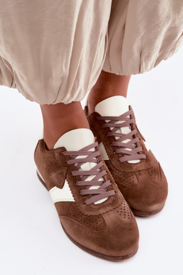 Sneakers modelio bataisuĮjungtaturalnego iš zomšosu Zazoo N1412 rudos spalvos
