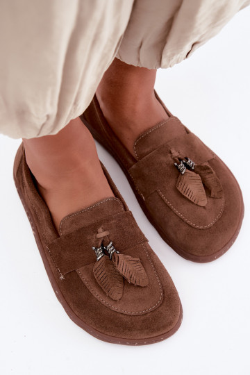 Dirbtinės zomšos mokasinai Barefoot Zazoo 10220, rudos spalvos