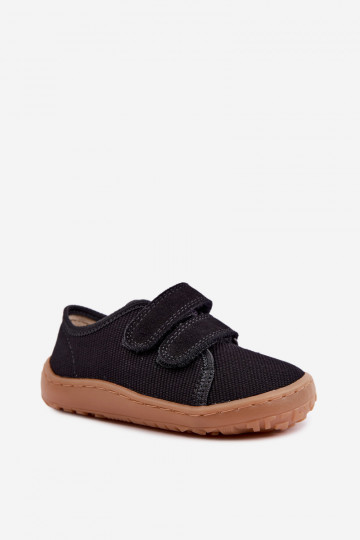 Juodos spalvos vaikiškos šlepetės Barefoot Froddo Canvas G1700440-19