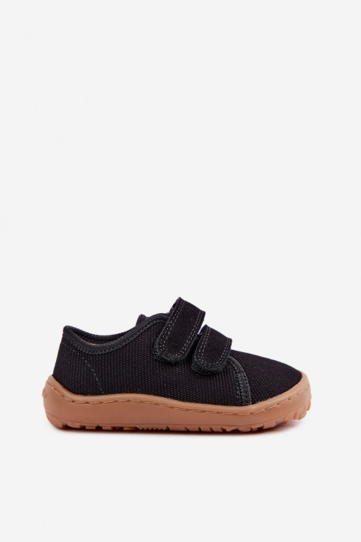 Juodos spalvos vaikiškos šlepetės Barefoot Froddo Canvas G1700440-19