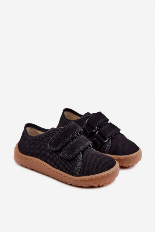 Juodos spalvos vaikiškos šlepetės Barefoot Froddo Canvas G1700440-19