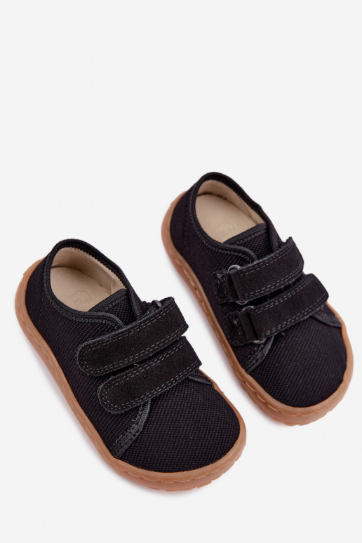 Juodos spalvos vaikiškos šlepetės Barefoot Froddo Canvas G1700440-19