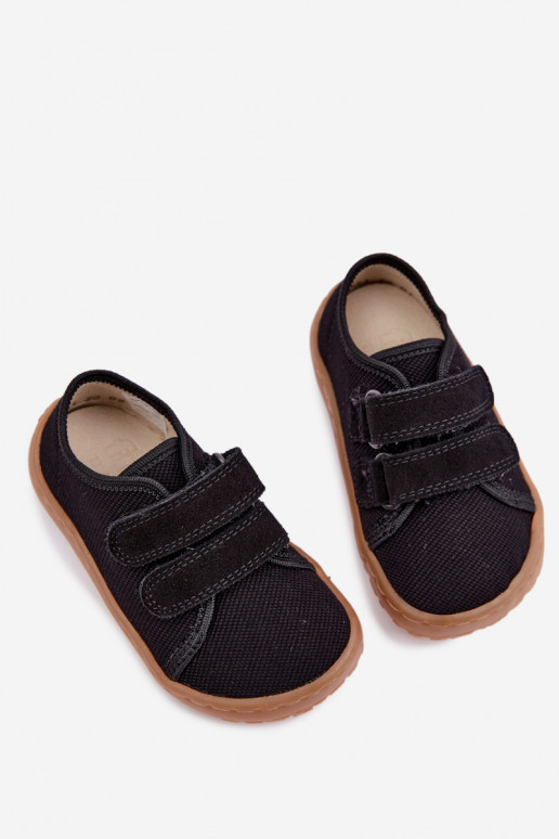 Juodos spalvos vaikiškos šlepetės Barefoot Froddo Canvas G1700440-19