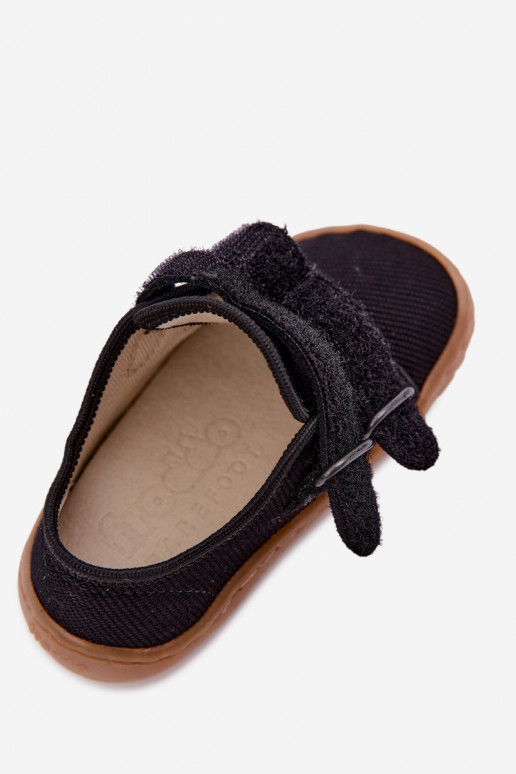 Juodos spalvos vaikiškos šlepetės Barefoot Froddo Canvas G1700440-19