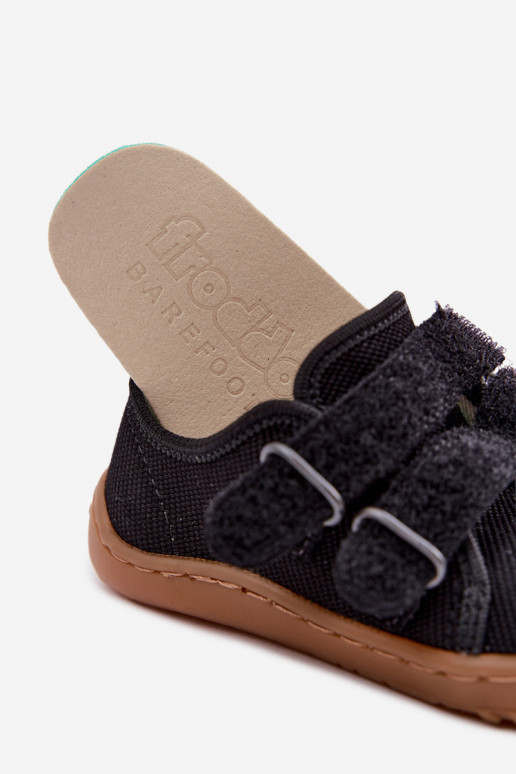 Juodos spalvos vaikiškos šlepetės Barefoot Froddo Canvas G1700440-19