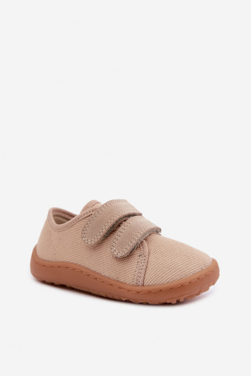 Smėlio spalvos vaikiškos šlepetės Barefoot Froddo Canvas G1700440-22
