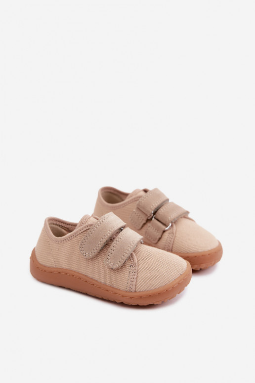 Smėlio spalvos vaikiškos šlepetės Barefoot Froddo Canvas G1700440-22