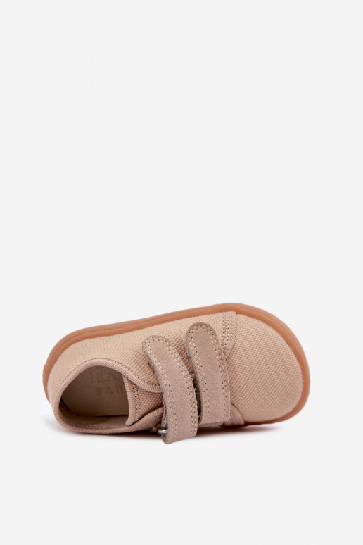 Smėlio spalvos vaikiškos šlepetės Barefoot Froddo Canvas G1700440-22