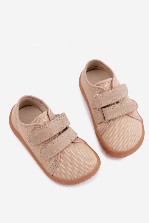 Smėlio spalvos vaikiškos šlepetės Barefoot Froddo Canvas G1700440-22
