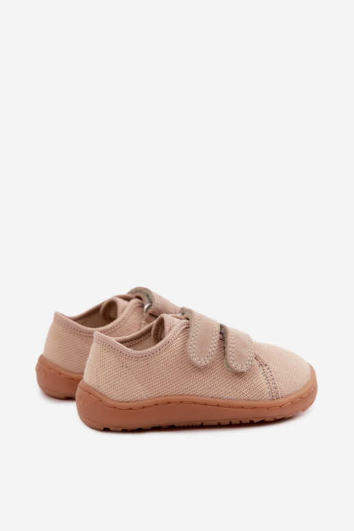 Smėlio spalvos vaikiškos šlepetės Barefoot Froddo Canvas G1700440-22