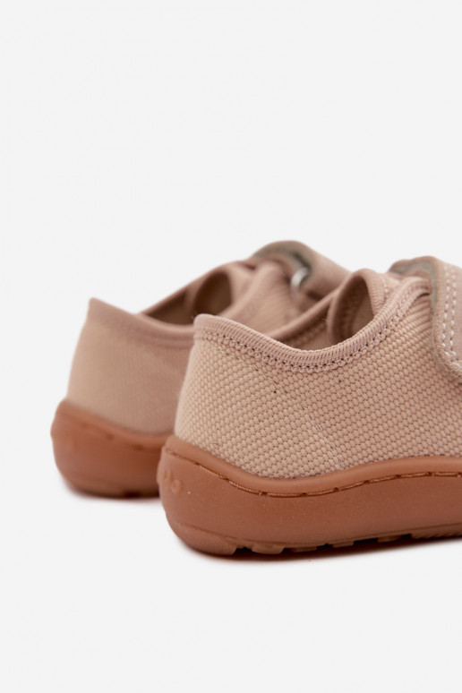 Smėlio spalvos vaikiškos šlepetės Barefoot Froddo Canvas G1700440-22