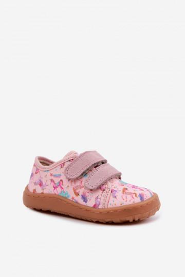 Rožinės spalvos vaikiškos šlepetės Barefoot Vienaragiai Froddo Canvas G1700440-26