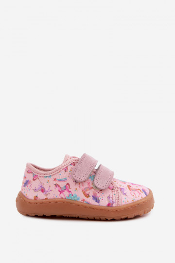 Rožinės spalvos vaikiškos šlepetės Barefoot Vienaragiai Froddo Canvas G1700440-26 2
