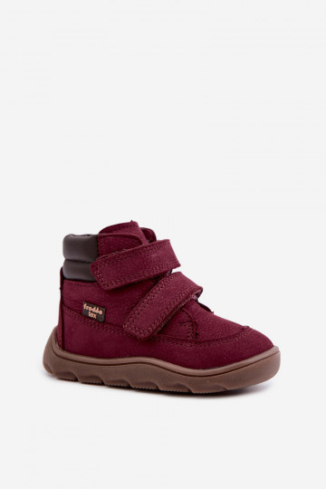 Bordo spalvos vaikiški odiniai batai Barefoot Froddo G2110150-9