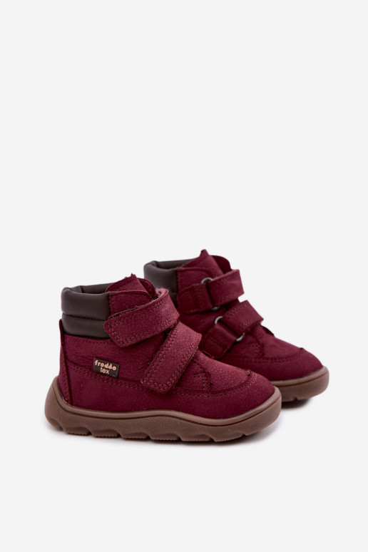 Bordo spalvos vaikiški odiniai batai Barefoot Froddo G2110150-9